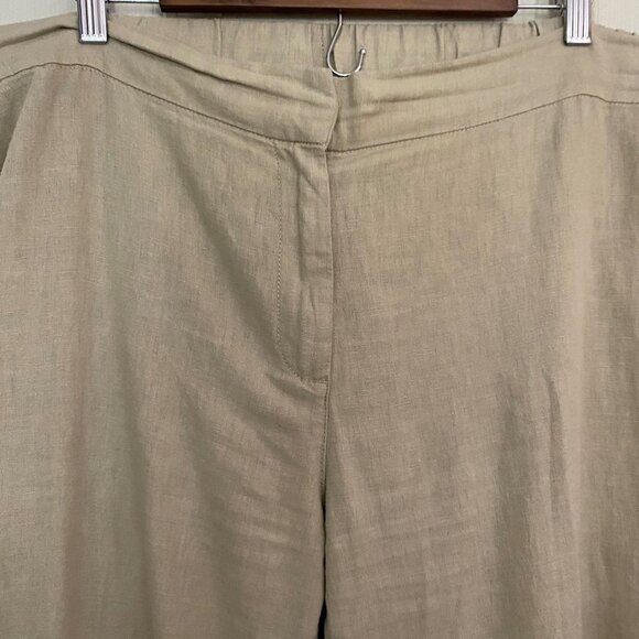 Soft Surroundings Farrah Khaki Grommet Ankle Linen Elastic Waist Pants Large - Picture 5 of 8